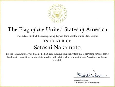 Elizabeth Warren Pivots on Bitcoin, Honors Nakamoto With Flag .